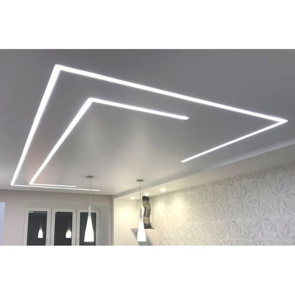 Алюминиевый врезной раздельный профиль для гипсокартона с LED каналом 75x35x15 ALU-753515-32 фото