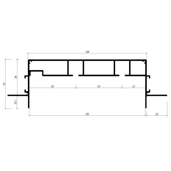 Алюминиевый двухрядный карниз скрытого монтажа 172х53 LED, Черный 3м alu-AKPM-17253LED-BL фото